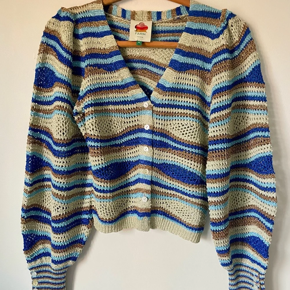 FARM Rio Mixed Waves Striped Cardigan NWOT $198 - Picture 9 of 14